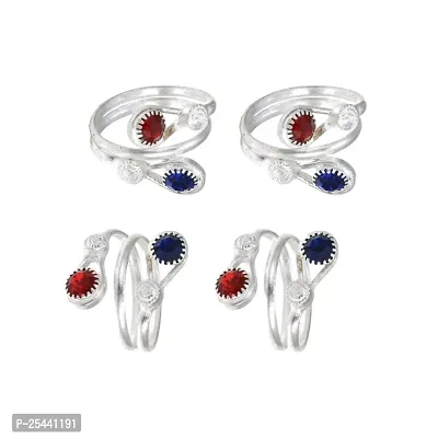 Shimmering Silver Plated Women Toe Rings Combo-thumb0