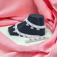 Shimmering Silver Alloy Emerald Anklet For Women-thumb4