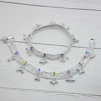 Shimmering Silver Alloy Emerald Anklet For Women-thumb1