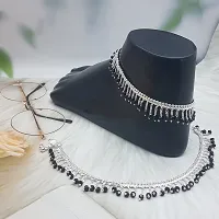 Shimmering Silver Alloy Emerald Anklet For Women-thumb1