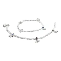 Shimmering Silver Alloy Emerald Anklet For Women-thumb1