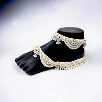 Shimmering Silver Alloy Emerald Anklet For Women-thumb2