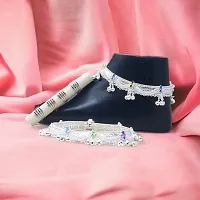 Shimmering Silver Alloy Emerald Anklet For Women-thumb1