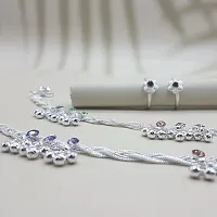 Shimmering Silver Alloy Emerald Anklet For Women-thumb1