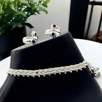 Shimmering Silver Alloy Emerald Anklet For Women-thumb2