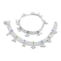 Shimmering Silver Alloy Emerald Anklet For Women-thumb2