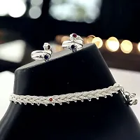 Shimmering Silver Alloy Emerald Anklet For Women-thumb3