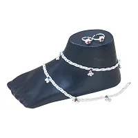 Shimmering Silver Alloy Emerald Anklet For Women-thumb1