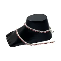 Shimmering Silver Alloy Emerald Anklet For Women-thumb2