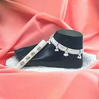 Shimmering Silver Alloy Emerald Anklet For Women-thumb2