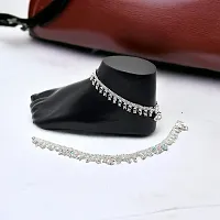 Shimmering Silver Alloy Emerald Anklet For Women-thumb2