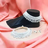 Shimmering Silver Alloy Emerald Anklet For Women-thumb3