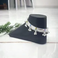 Shimmering Silver Alloy Emerald Anklet For Women-thumb3