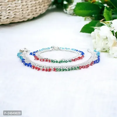 Shimmering Silver Alloy Emerald Anklet For Women