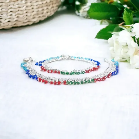 Silver Emerald Anklet