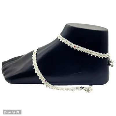 Shimmering Silver Alloy Emerald Anklet For Women-thumb0