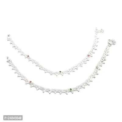 Shimmering Silver Alloy Emerald Anklet For Women-thumb0