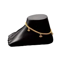 Shimmering Golden Alloy Emerald Anklet For Women-thumb3