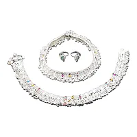 Shimmering Silver Alloy Emerald Anklet For Women-thumb2