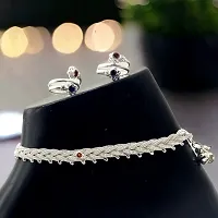 Shimmering Silver Alloy Emerald Anklet For Women-thumb3