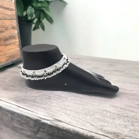 Shimmering Alloy Emerald Anklet For Women