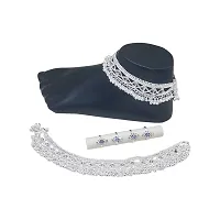 Shimmering Silver Alloy Emerald Anklet For Women-thumb2