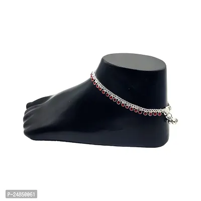 Shimmering Silver Alloy Emerald Anklet For Women