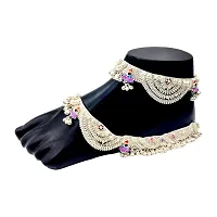 Shimmering Silver Alloy Emerald Anklet For Women-thumb2