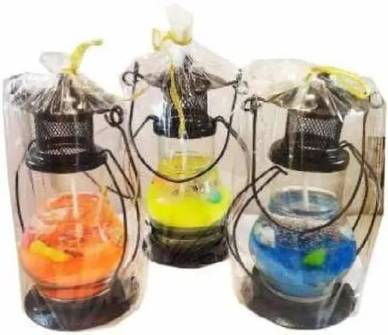 Modern Lantern Hanging Candle/Lalten Gel Filled for Diwali Gift Home Decorati Pack of 3pc