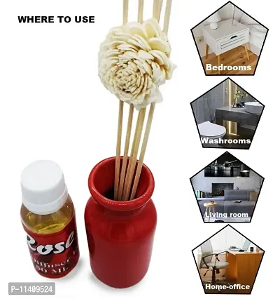 Reed Diffuser with Ceramic Pot - Rose - Home Fragrances - Risk-Free - Easy to use for Pleasent Fragrance-thumb2