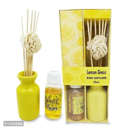 Set of 1 Reed Diffuser with Ceramic Pot - LemonGrass - Home Fragrances - Risk-Free - Easy to use