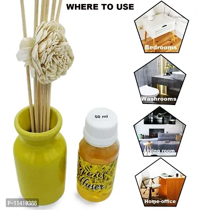 Set of 1 Reed Diffuser with Ceramic Pot - LemonGrass - Home Fragrances - Risk-Free - Easy to use-thumb2