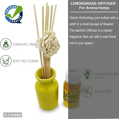 Set of 1 Reed Diffuser with Ceramic Pot - LemonGrass - Home Fragrances - Risk-Free - Easy to use-thumb3