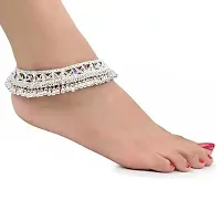 Indian Traditional White Metal 10.2Inch Thick 120gm Anklet Payal For Women and Girls Pack of 1-thumb2