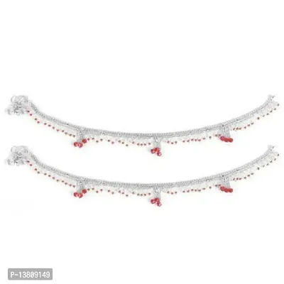 White Crystal Red Moti Fashionable Anklet For Women and Girls-thumb2