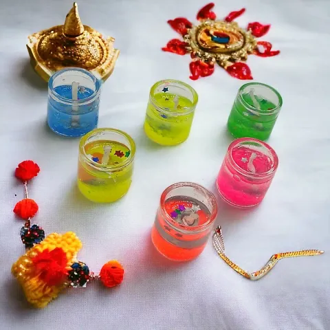 Latest small glass gel candle for Diwali Decoration | Home decorative candle | Indoor or Outdoor Decorative Candles (Pack of 6)