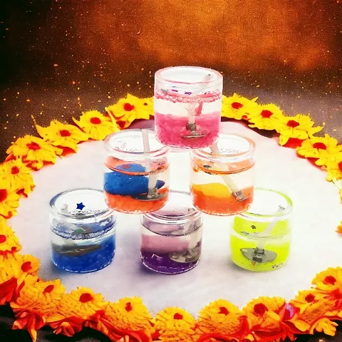 Diwali Gel Candles for Decoration | Home Decorative Candles | Indoor and Outdoor Candles (Pack of 6)