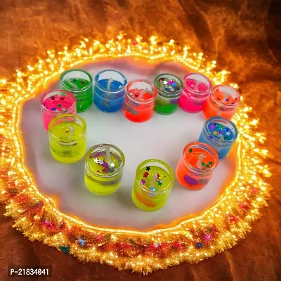 Pack of 12 Diwali Special Decorative Glass Gel Candles | Home Decor Glass Gel Candles (Pack of 12)-thumb3