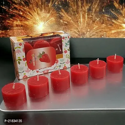 New Diwali Special Fragrance Candles with Strawberry Candles For Diwali Decoration | Home Decoration | Indoor or Outdoor Decoration (Pack of -6)