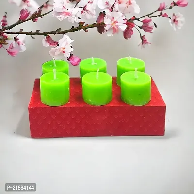 Green Apple Fragrance Votive Candles For Diwali Decoration | Home Decoration | Indoor or Outdoor Decoration (Set of 6)-thumb0