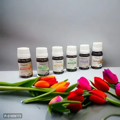 Essential Aroma Diffuser oil in 6 Fragrance Rose, Lemongrass, Lavender, Jasmine, Sandalwood and Madrin (Each 10ml)-thumb2