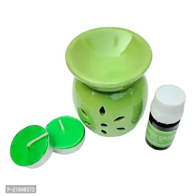 Modern Design Candle Diffuser Set with Lemongrass Aroma Oil and Two Tea Light Candle