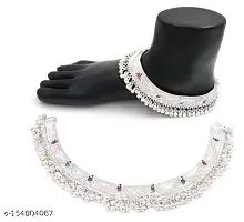 Trendy Chunky Alloys White Metal Women Anklet Payal For Traditional Look Pack of 1 For All Occasions-thumb1