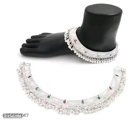 Trendy Chunky Alloys White Metal Women Anklet Payal For Traditional Look Pack of 1 For All Occasions-thumb2