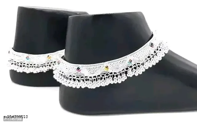 Trendy Chunky Alloys White Metal Women Anklet Payal For Traditional Look Pack of 1 For All Occasions-thumb3