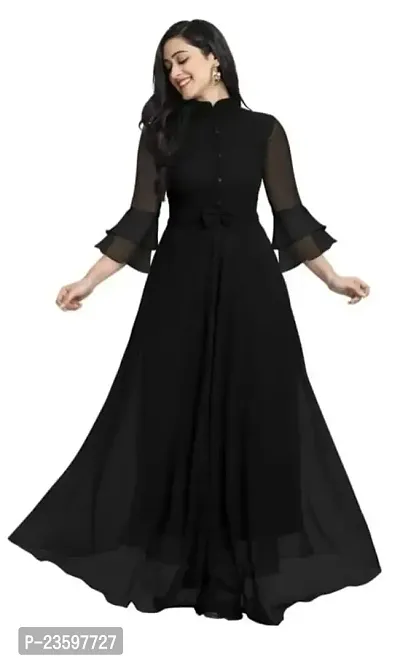 Good Luck TEX-GEORGGET Kurti Gown (XXL, Black)-thumb0