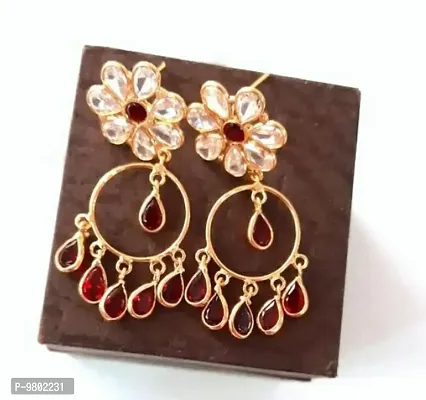 one gram gold plated droap ear rings-thumb0