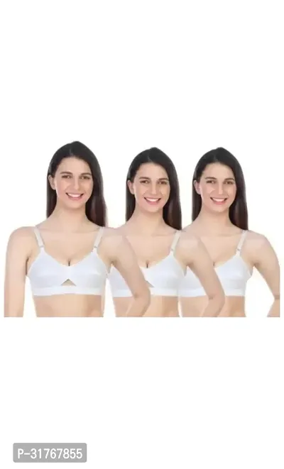 Stylish Cotton Solid Bra Set for Women, Pack of 3