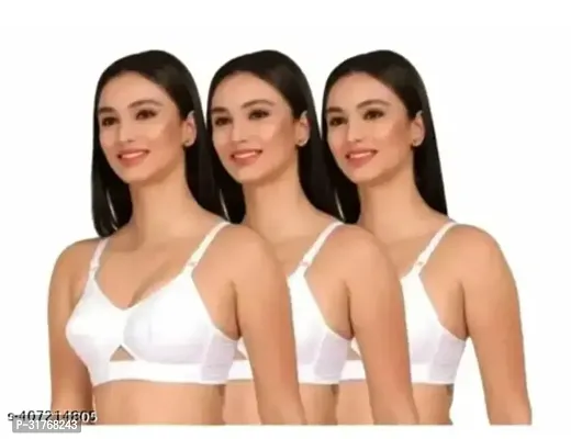 Stylish Cotton Solid Bra Set for Women, Pack of 3