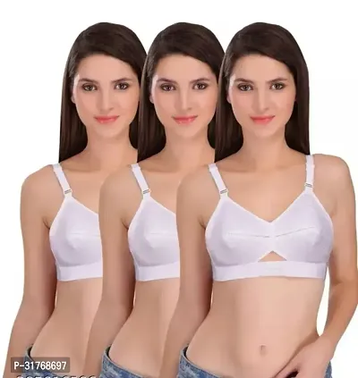 Stylish Cotton Solid Bra Set for Women, Pack of 3-thumb0